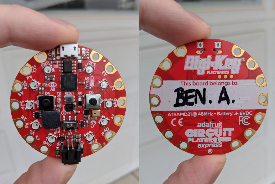 Front and back of the Circuit Playground Express